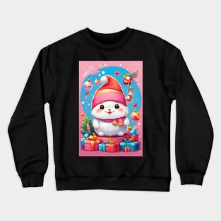 Cute Christmas Cat with Presents and Ornaments Crewneck Sweatshirt